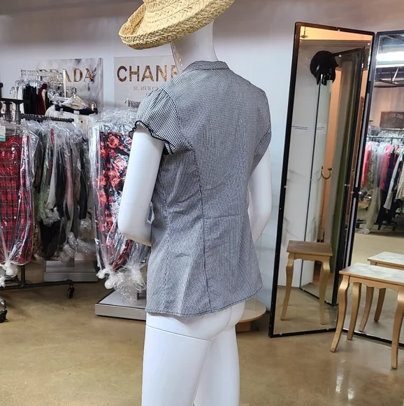 Dynamite Gingham Ruffle Front Top - Picture 6 of 8